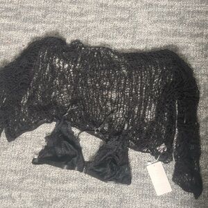 Muse Black Crochet Beachwear Set